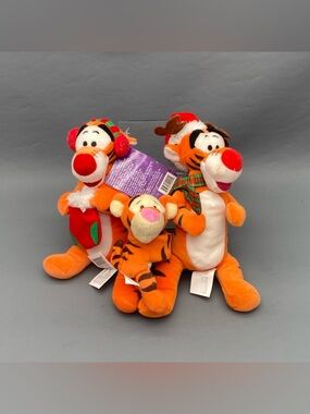 Lot of 3 Disney Tigger Christmas Plush Holiday Reindeer Earmuffs Slap Bracelet